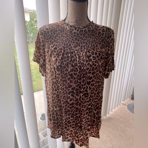 Torrid Leopard Crinkle Gauze Ruched blouse.